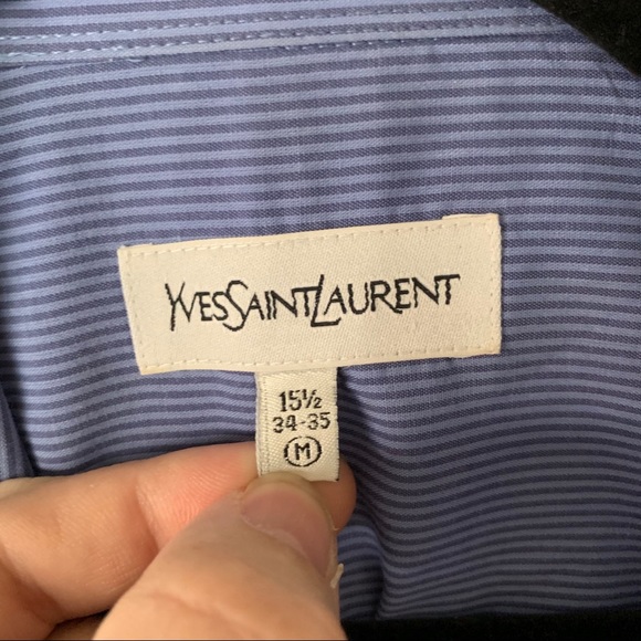 Blue Striped YvesSaintLaurent Button Up - Picture 2 of 5